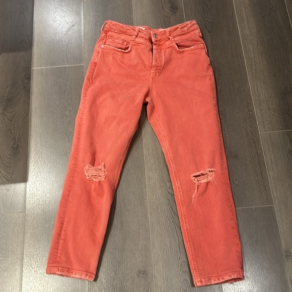 Pilcro and Letterpress High Rise Slim Distressed Jeans Coral - Picture 13 of 14